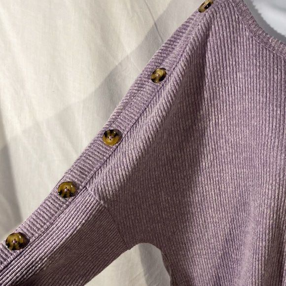 42-4 French Laundry Purple ribbed scoop neck 3/4 dolman sleeve knit sweater L - Picture 4 of 6